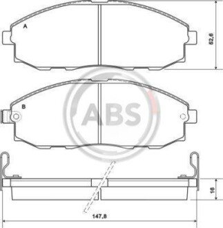 Гальмівні колодки перед. Hyundai H-1 97-07 A.B.S. A.B.S. 37130