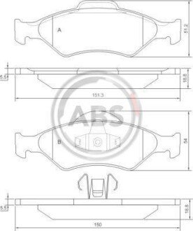 Гальмівні колодки пер. Fiesta IV 95-03 (ATE) (54,5x151x18,5) A.B.S. A.B.S. 37196