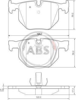 Гальмівні колодки зад. BMW 3(E46)/7(E38)/X5(E53) 94-11 (ATE) (122x58,2x17,3) A.B.S. A.B.S. 37348