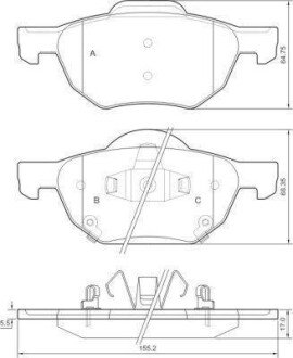 Гальмівні колодки пер. Honda Accord 03-08/CR-V 01-06 (akebono) A.B.S. A.B.S. 37359