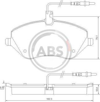 Гальмівні колодки пер. Peugeot 407/607 04- (TRW) (162,3x79,1x18,4) A.B.S. A.B.S. 37431