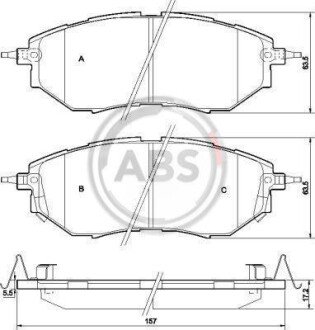 Гальмівні колодки пер. Subaru Legacy IV/Outback 03- (akebono) A.B.S. A.B.S. 37502