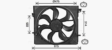 Вентилятор радіатора охолодження двигуна Nissan Qashqai II Renault Kadjar I AC+/- AVA AVA COOLING DN7540