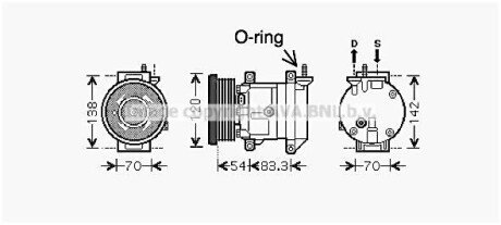 Компресор кондиціонера CHEVROLET AVEO, LACETTI, NUBIRA (AVA) AVA COOLING DWAK071