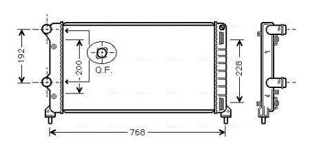 Радіатор охолодження двигуна Fiat Doblo 1,3d, 1,9d 01>10 MT AC+/- AVA AVA COOLING FTA2250