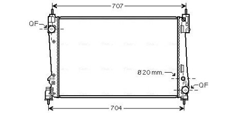 Радіатор охолодження двигуна Fiat Doblo 10> 1,6-2,0 MJet MT AC+/-, Opel Combo 1,6-2,0 CDTI 12> AC+/- AVA AVA COOLING FTA2312 (фото 1)