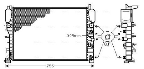 Радіатор охолодження двигуна MB E-class (W211) (02-09) 220d 230i 240i 280i 320i 350i 5AT 7AT AVA AVA COOLING MSA2341 (фото 1)