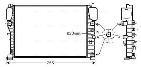 Радіатор охолодження двигуна MB E211 200 komp 220-270 CDI MT/AT AC+/- AVA AVA COOLING MSA2394