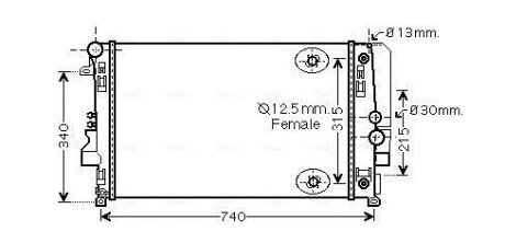 Радіатор охолодження двигуна MB Vito (V639) 2.2d 3.0d 3.2i 3.5i 3.7i (03-14) MT/AT AVA AVA COOLING MSA2460