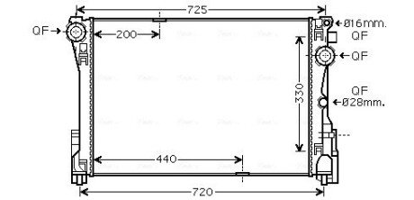 Радіатор охолодження двигуна MB C204 1,6i 1,8i 2,2CDI, E212 2,0i 08&gt; AVA AVA COOLING MSA2575 (фото 1)