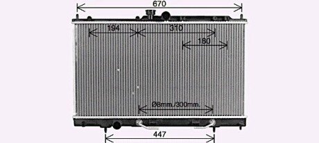 Радіатор охолодження двигуна Mitsubishi Lancer 1,6i 2,0i 03&gt;07 AT AC+/- AVA AVA COOLING MT2214 (фото 1)