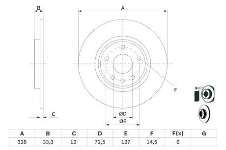 Диск тормозной задний невентилируемый 0 986 479 E57 BOSCH 0986479E57