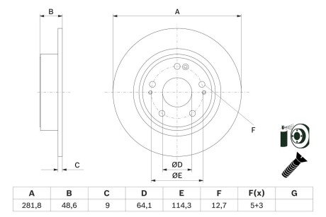 Диск гальмівний BOSCH 0986479F76