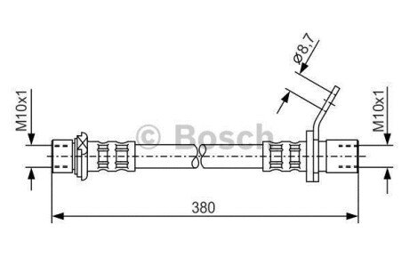 Гальмівний шланг 380mm TOYOTA Avensis \'\'RR \'\'1,6-2,0 \'\'97-03 BOSCH 1987476162