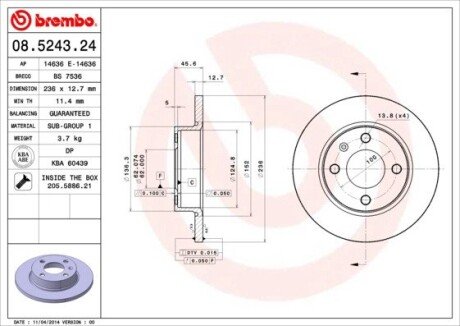 Гальмівний диск BREMBO 08.5243.24