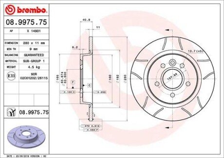 Гальмівний диск BREMBO 08.9975.75