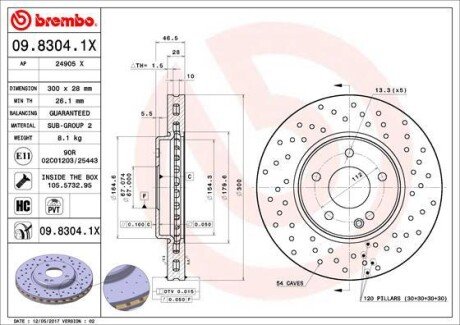 Гальмівний диск BREMBO 09.8304.1X