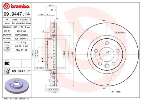 Гальмівний диск BREMBO 09.9447.11