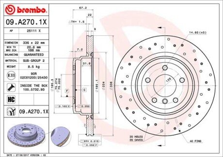 Гальмівний диск BREMBO 09.A270.1X