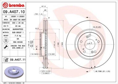 Гальмівний диск BREMBO 09.A407.10