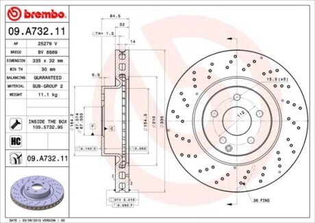 Диск гальмівний BREMBO 09.A732.11