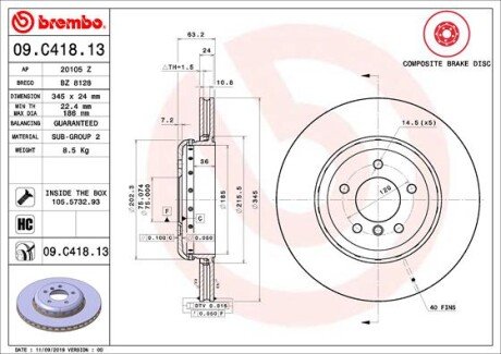 Гальмівний диск BREMBO 09.C418.13