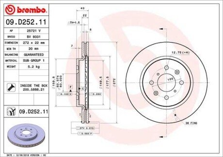 Гальмівний диск BREMBO 09.D252.11