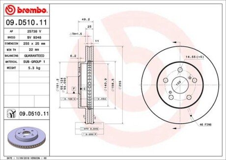 Гальмівний диск BREMBO 09.D510.11