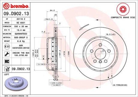 Диск гальмівний BREMBO 09.D902.13