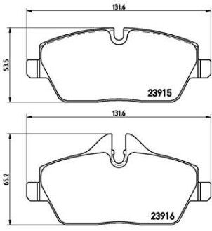 Колодка гальм. диск. MINI COOPER 06-,ONE 09-,CLUBMAN 2010-передн. BREMBO P06034