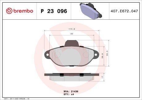 Гальмівні колодки дискові BRE BREMBO P23 096 (фото 1)