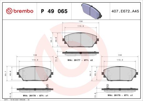 Гальмівні колодки дискові BRE BREMBO P49 065