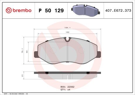 Гальмівні колодки дискові BRE BREMBO P50 129