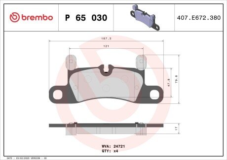 Гальмівні колодки дискові BRE BREMBO P65 030