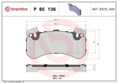 Гальмівні колодки дискові BRE BREMBO P85 136