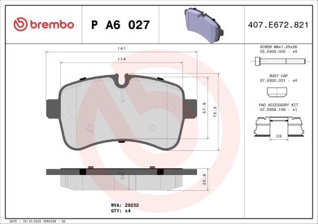 Гальмівні колодки дискові BRE BREMBO PA6 027