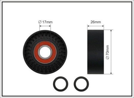 Натяжний ролик ременя генератора BMW X5 (E53) 3.0D M57 03-06 (сам ролик) CAFFARO 0185