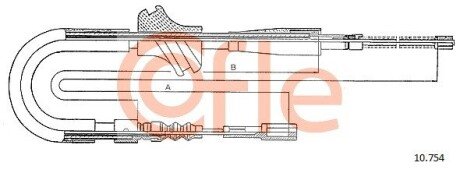 Трос ручних гальм правий (барабанний) COFLE 10754