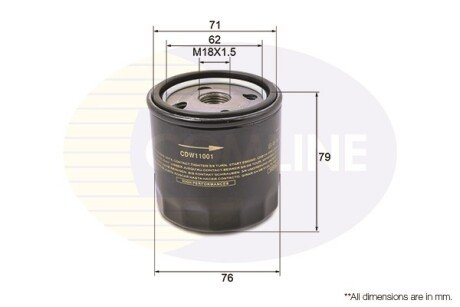 - Фільтр оливи (аналогWL7129/OC90) COMLINE CDW11001