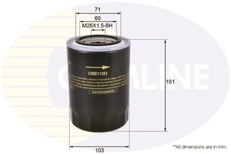 - Фільтр оливи (аналогWL7199/OC297) COMLINE CMB11351