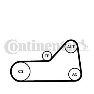 Комплект (ремінь+ролики+помпа) CONTINENTAL Contitech 6PK1153WP1