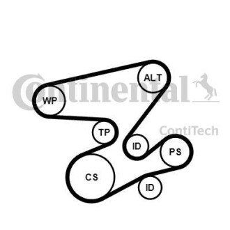 Комплект (Ремінь+Ролики) CONTINENTAL Contitech 6PK2080K1