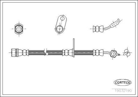 Шланг гальмівний Toyota Carina Corolla 88-2001 F L CORTECO 19032190