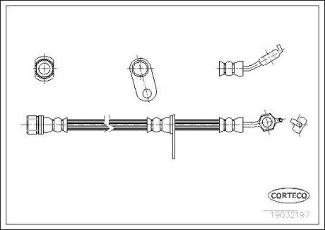 Шланг гальмівний Toyota Carina Corolla 88-2001 F R CORTECO 19032197