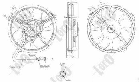 Вентилятор радіатора A6 -05/Passat -00 (280mm/300W/+AC) LORO DEPO 003-014-0011