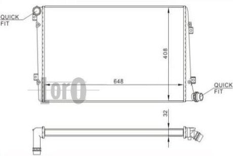 Радіатор охолодження двигуна Caddy III 1.9TDI (648x399x32) LORO DEPO 003-017-0032 (фото 1)