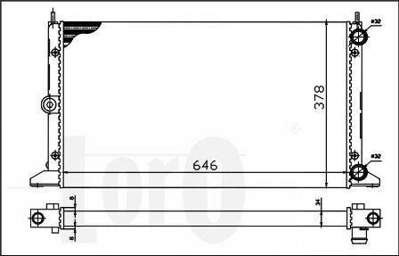 Радіатор охолодження двигуна VW Sharan/Seat Alhambra/Ford Galaxy 1.8-2.8/1.9TDI 95-10 LORO DEPO 017-017-0027