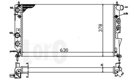 Радіатор охолодження двигуна VECTRA B 1.6/ 2.0TD 95- LORO DEPO 037-017-0013