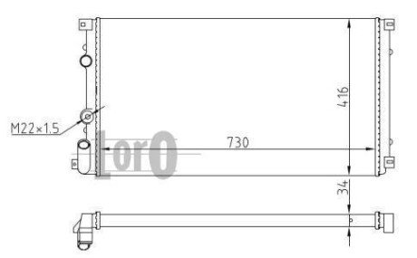 Радіатор води Master/Movano II 1.9/2.2/ dCi 97> (730x415x23) термовикл. LORO DEPO 042-017-0025