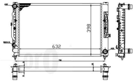 Радіатор охолодження A4/A6/Passat 97-05 2.4i/2.8i/2.5TDI (632x398x32) LORO DEPO 053-017-0055